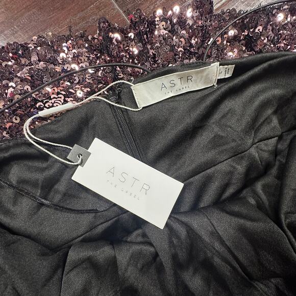 NWT ASTR The Label Sequin Rose Pink (Bronze) and Black Mini Dress Size Large - Picture 4 of 8